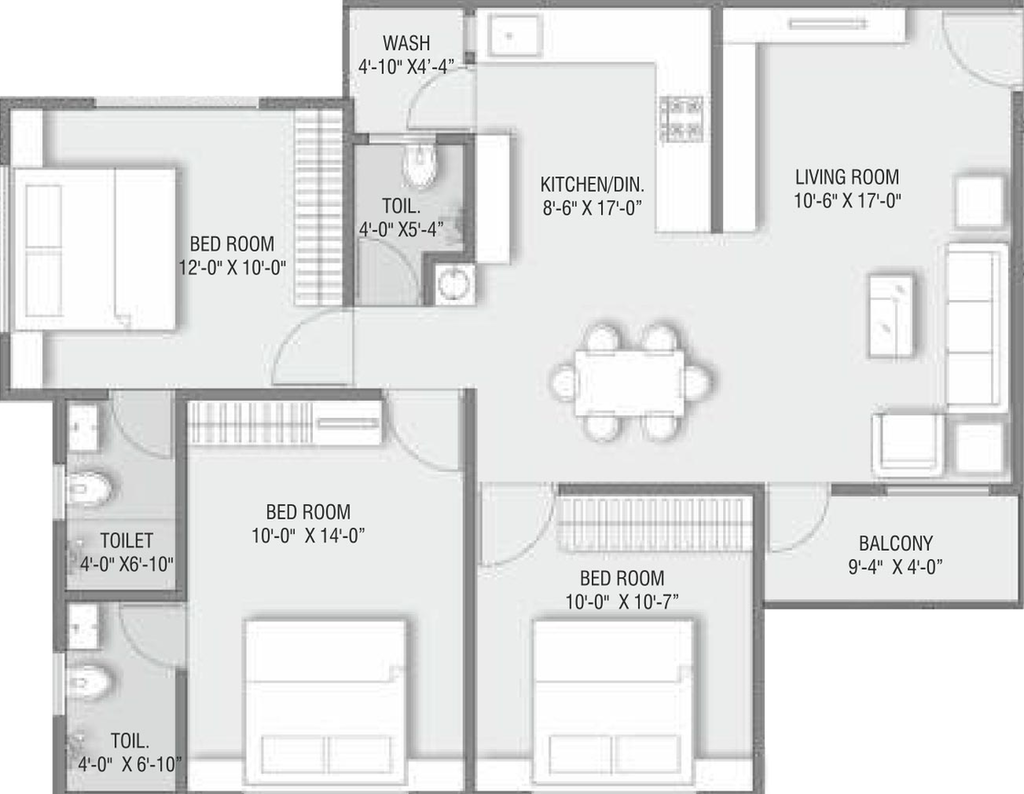 3 BHK Flat in Akshar Ashoka in Bhayli Road, Vadodara - Image 820708