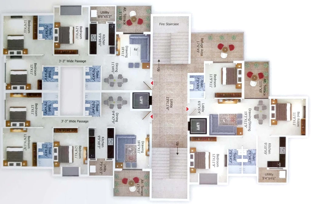 Floor Plan of Minark One Anushka in Deendayal Nagar, Nagpur - Image 116180