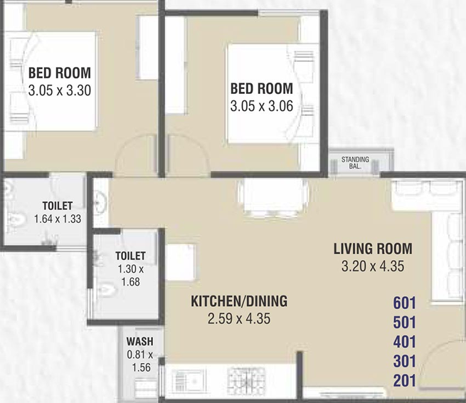 2 BHK Flat in Vrajraj Bansari Heights in Waghodia Road, Vadodara - Image 820887