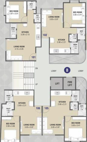 Floor Plan of Vrajraj Bansari Heights in Waghodia Road, Vadodara - Image 183576