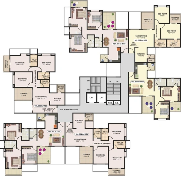 Floor Plan of Mittal Sun Sapphire in Hadapsar, Pune - Image 115356