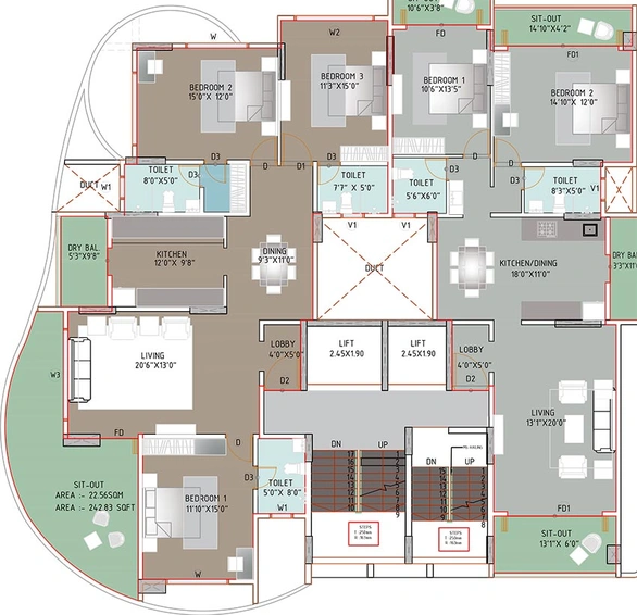 Floor Plan of Raichandani Sunman in Shivaji Nagar, Pune - Image 184074