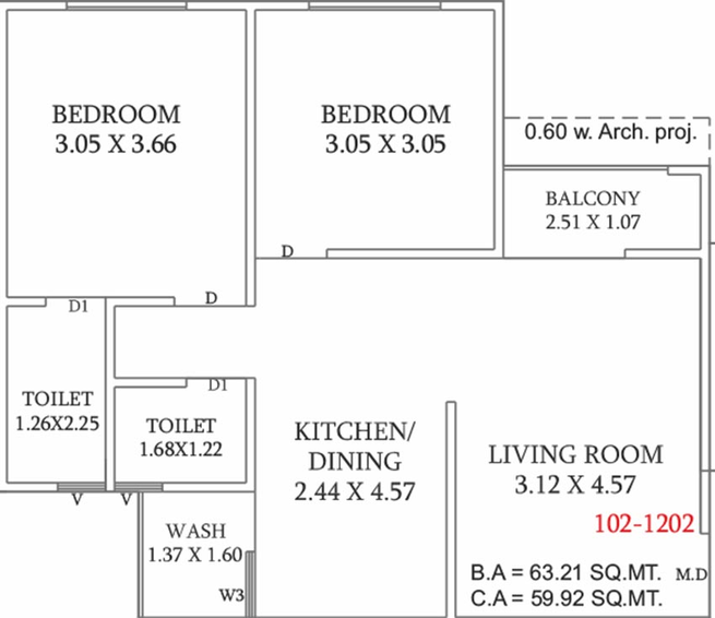 2 BHK Builder Floor in Darshanam Waterlily in Vadsar Road, Vadodara - Image 821109