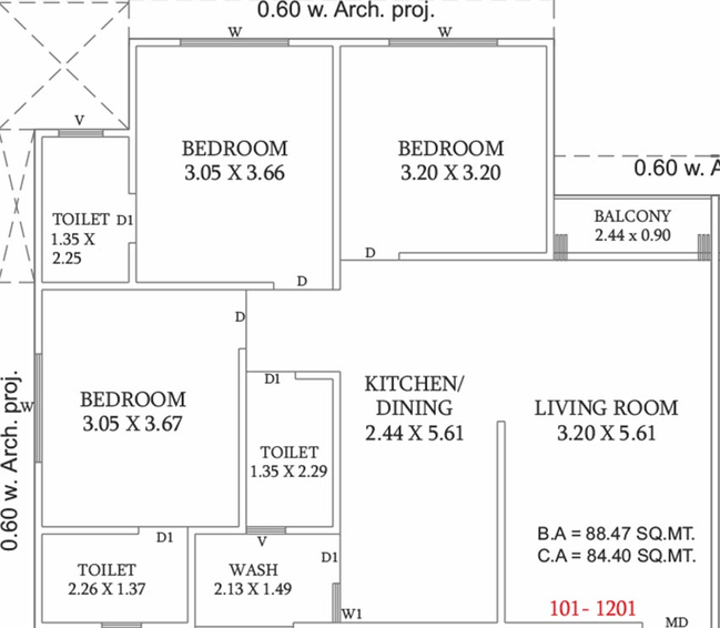 3 BHK Flat in Darshanam Waterlily in Vadsar Road, Vadodara - Image 821110