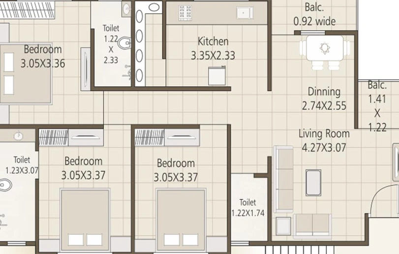 3 BHK Flat in Shivam Eshanti Avenue in Waghodia Road, Vadodara - Image 821174