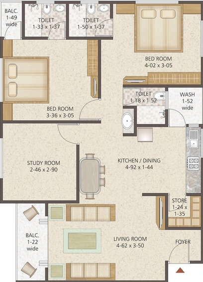 3 BHK Flat in B And B Eshranti Sira in Chhani, Vadodara - Image 821207