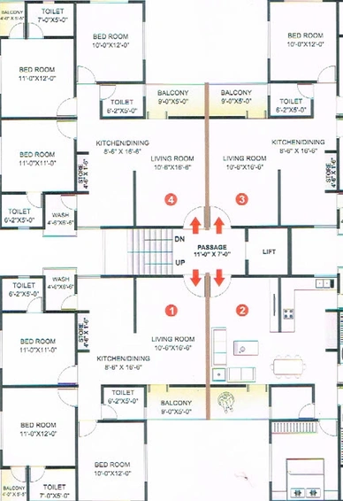 Floor Plan of Shreeji Four Square in Kalali, Vadodara - Image 184965
