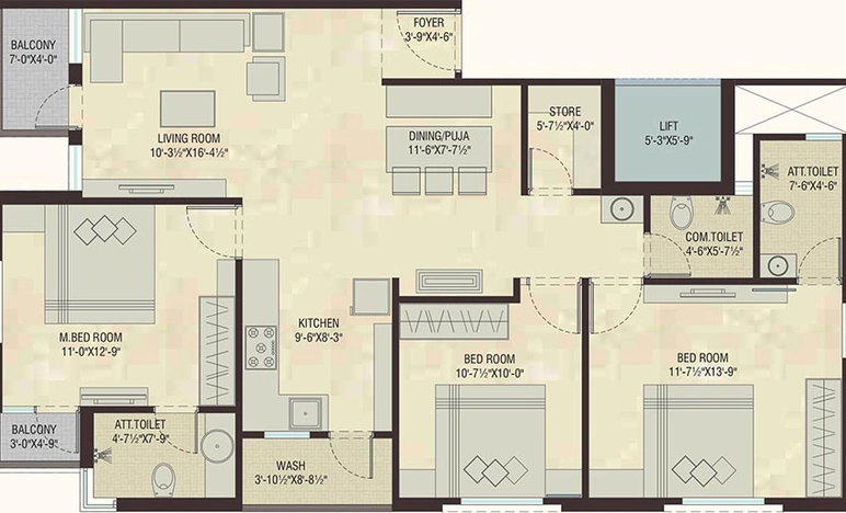 3 BHK Flat in LN Devinarayan Flats in Warashiya, Vadodara - Image 821308