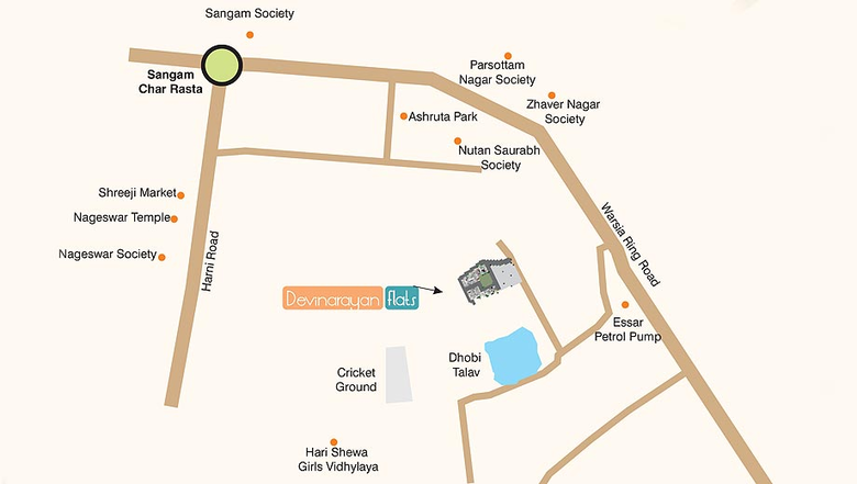 Location of LN Devinarayan Flats in Warashiya, Vadodara - Image 185057