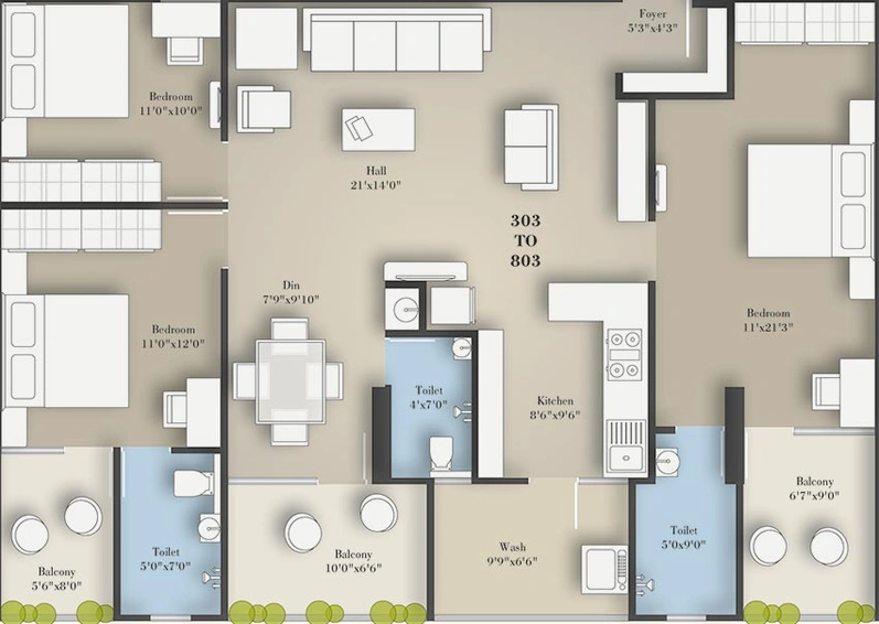 3 BHK Flat in Guruprasad Divine Heritage in Manjalpur, Vadodara - Image 821312