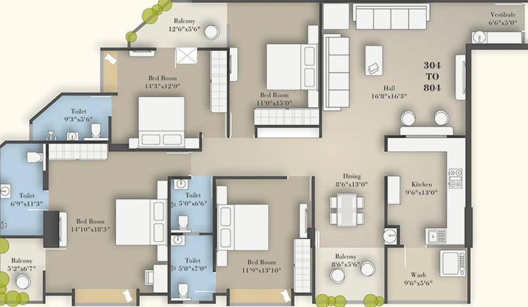 4 BHK Flat in Guruprasad Divine Heritage in Manjalpur, Vadodara - Image 821314