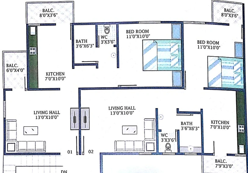 2 BHK Flat in Giriraj Nagar in Bajwa, Vadodara - Image 821324