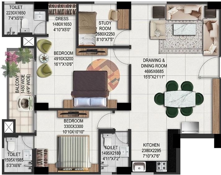 2 BHK Flat in SG Heights in Vrindavan Yojna, Lucknow - Image 821329