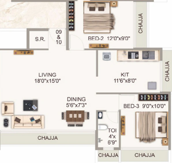 2 BHK Flat in SG Ashtavinayak Miracle in Pushpak Nagar, Navi Mumbai - Image 821356