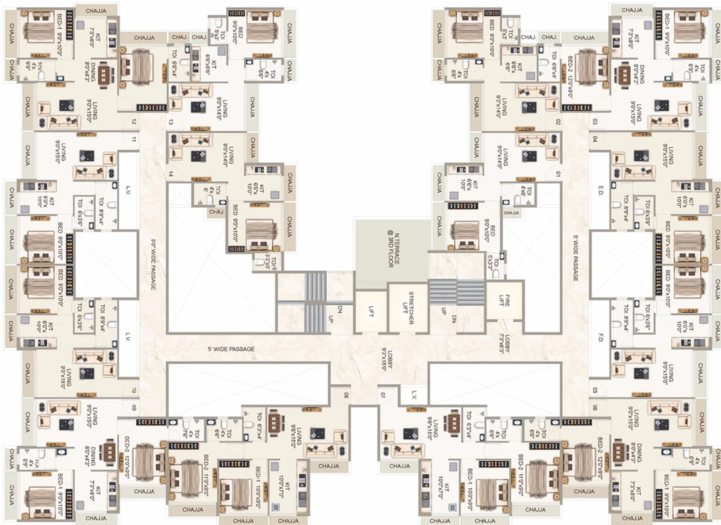 Floor Plan of SG Ashtavinayak Miracle in Pushpak Nagar, Navi Mumbai - Image 185257