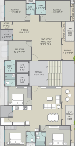 Floor Plan of Lilleria Avenue 2 in Alkapuri, Vadodara - Image 185382