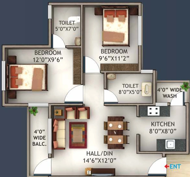 2 BHK Flat in R Sandesh City in Wardha Road, Nagpur - Image 752181