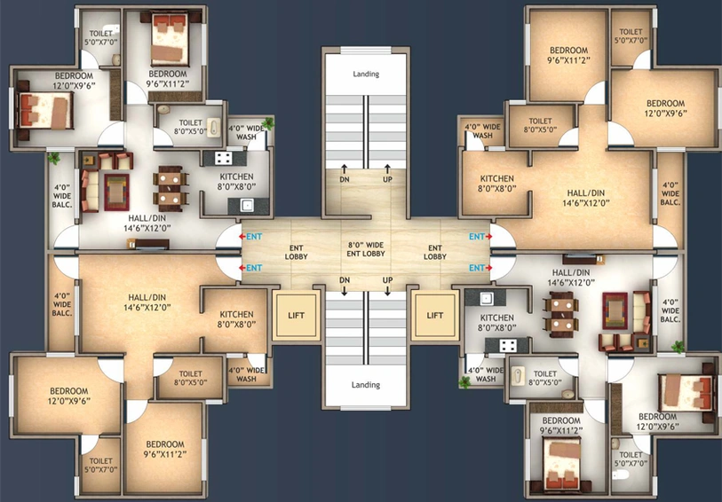 Floor Plan of R Sandesh City in Wardha Road, Nagpur - Image 115386