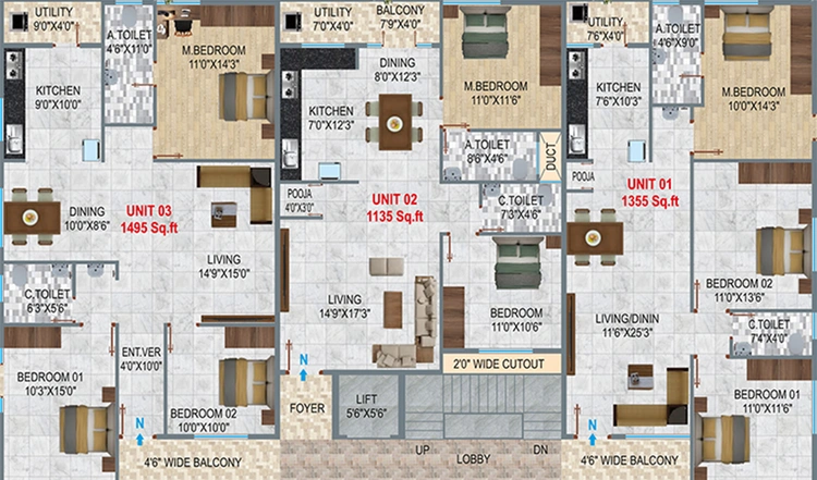 Floor Plan of Destiny SV Enclave in Bannerghatta, Bangalore - Image 185687