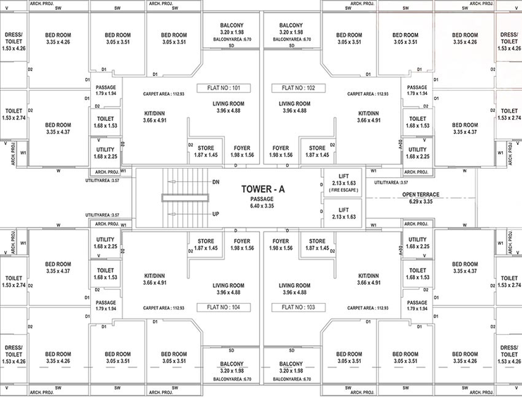 Floor Plan of Bin Sina Gulmohar in Tandalja, Vadodara - Image 185808