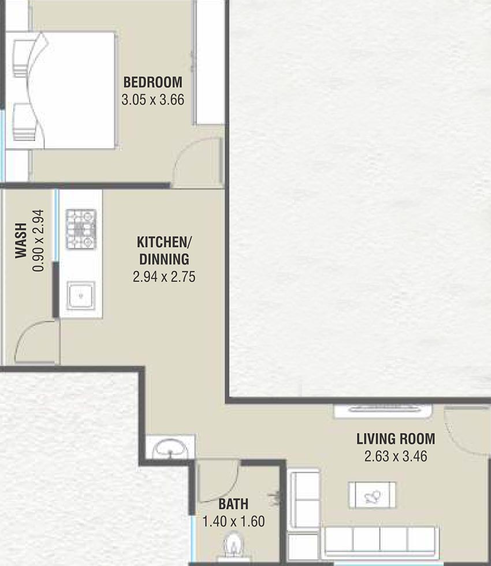 1 BHK Flat in Bhavans Meet Residency in Waghodia Road, Vadodara - Image 821591