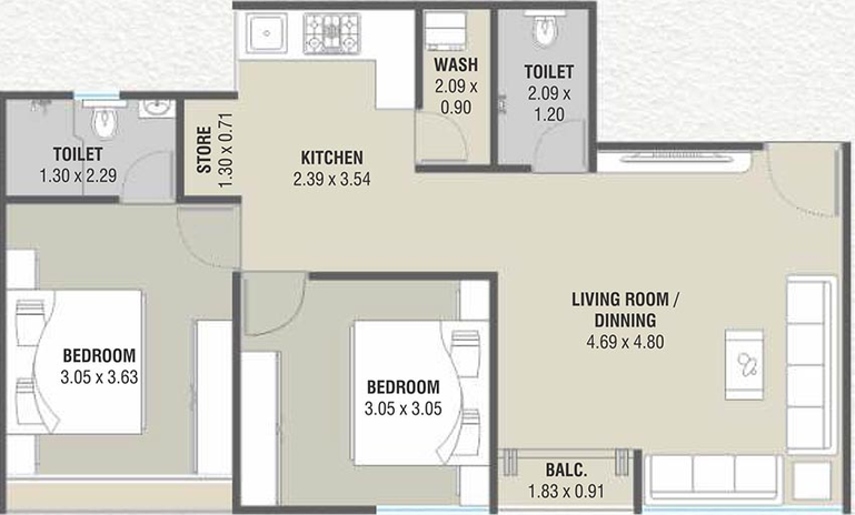 2 BHK Flat in Bhavans Meet Residency in Waghodia Road, Vadodara - Image 821592