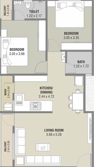 2 BHK Flat in Bhavans Meet Residency in Waghodia Road, Vadodara - Image 821593
