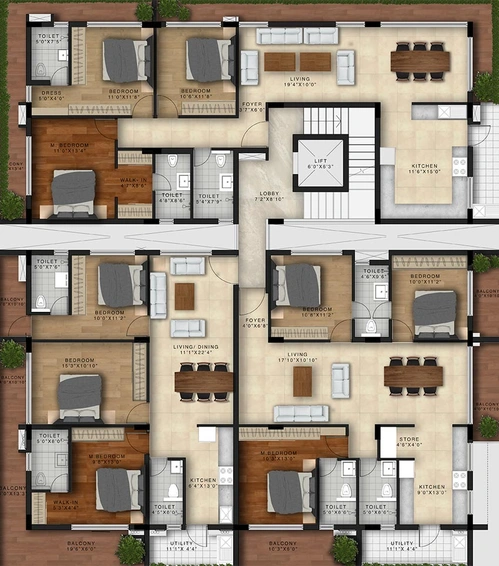 Floor Plan of Rajarajeshware Panchsheel Enclave in Basavanagudi, Bangalore - Image 186177