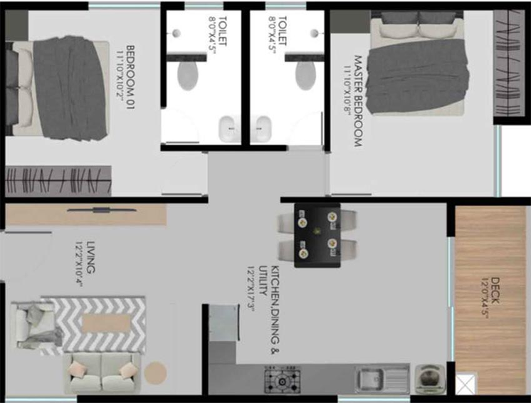 2 BHK Flat in Modern Urbanest in Sarjapur, Bangalore - Image 821703