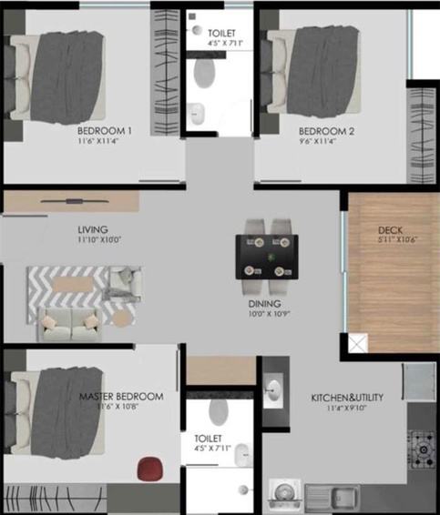 3 BHK Flat in Modern Urbanest in Sarjapur, Bangalore - Image 821704