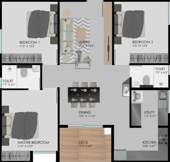 3 BHK Flat in Modern Urbanest in Sarjapur, Bangalore - Image 821705