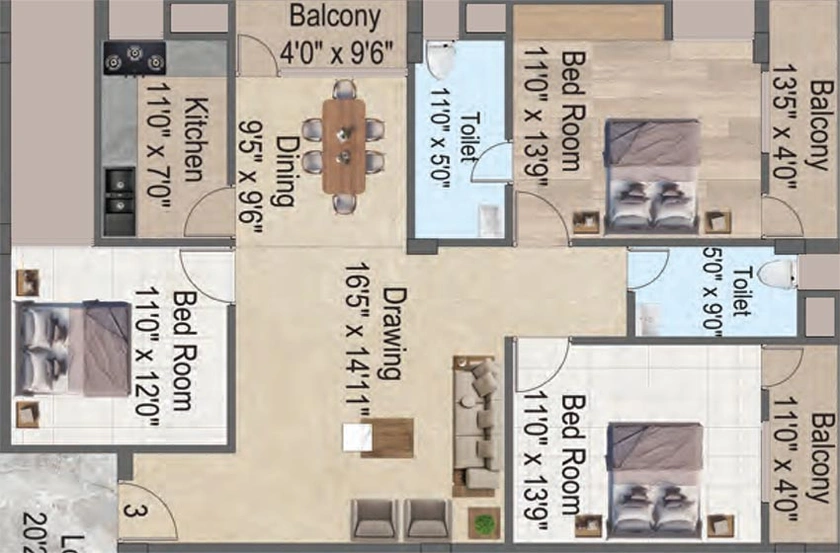 3 BHK Flat in PRP Rajrappa Arpan in Morabadi, Ranchi - Image 821729