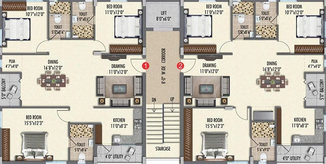 Floor Plan of Sri Sreenivasa Fortune Habitat in Banjara Hills, Hyderabad - Image 186478