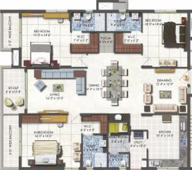 3 BHK Flat in DSR Fortune Prime in Madhapur, Hyderabad - Image 821738