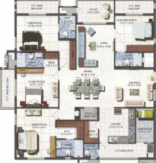 4 BHK Flat in DSR Fortune Prime in Madhapur, Hyderabad - Image 821740