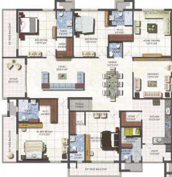 4 BHK Flat in DSR Fortune Prime in Madhapur, Hyderabad - Image 821743