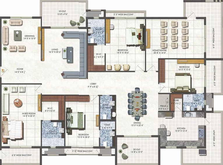 4 BHK Flat in DSR Fortune Prime in Madhapur, Hyderabad - Image 821744