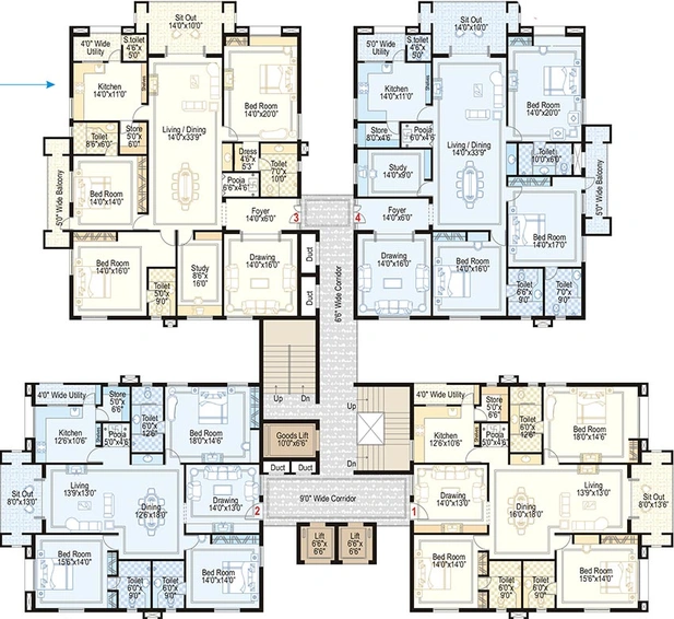 Floor Plan of Sri Sreenivasa Fortune Towers in Gachibowli, Hyderabad - Image 186506