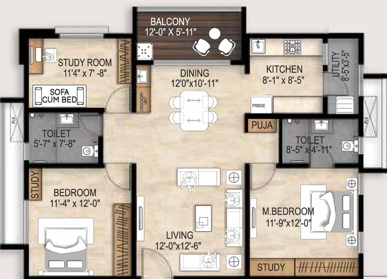 2 BHK Flat in EIPL The Tamarind in Neknampur, Hyderabad - Image 752454