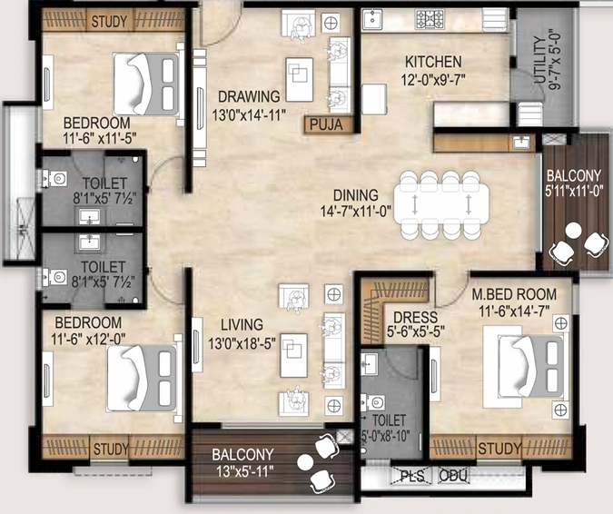 3 BHK Flat in EIPL The Tamarind in Neknampur, Hyderabad - Image 752458