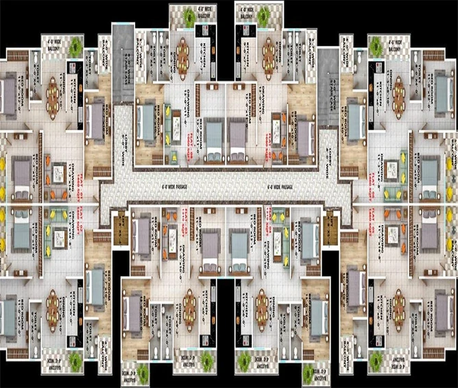 Floor Plan of Luckstone Platinum SS Residency in Phulwari Sharif, Patna - Image 187029