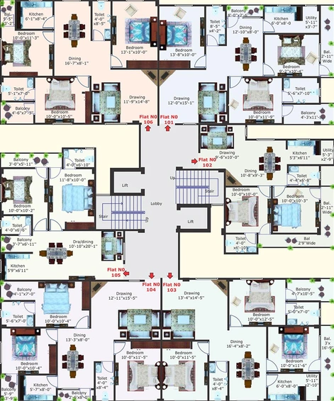 Floor Plan of RR Ram Vatika in Mahuabagh, Patna - Image 187046