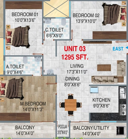 3 BHK Flat in Destiny Vasavi Pearl in Channasandra, Bangalore - Image 821945