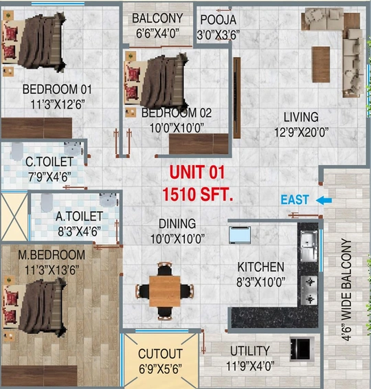 3 BHK Flat in Destiny Vasavi Pearl in Channasandra, Bangalore - Image 821947