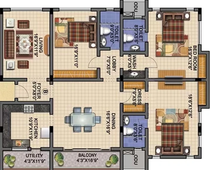 3 BHK Flat in Srivari Mayaa in RS Puram, Coimbatore - Image 821971