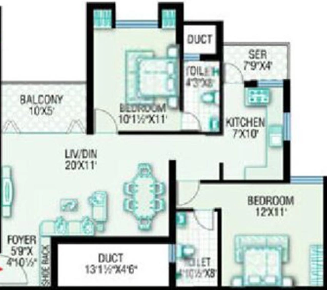 2 BHK Flat in Crescent Heights in Kismatpur, Hyderabad - Image 821979
