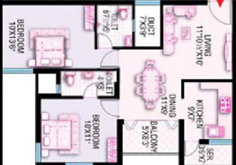 2 BHK Flat in Crescent Heights in Kismatpur, Hyderabad - Image 821978