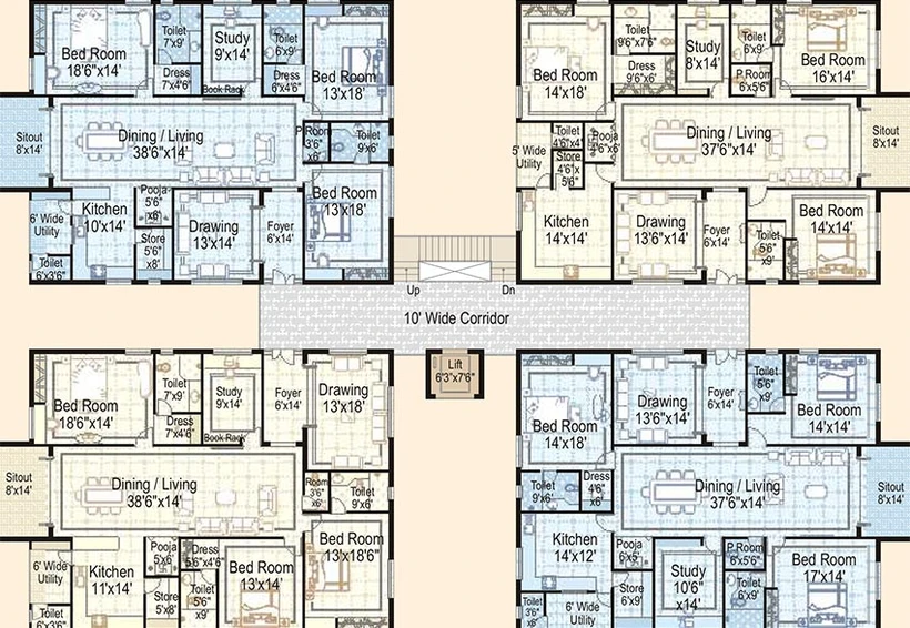 Floor Plan of Sri Sreenivasa Fortune Enclave in Banjara Hills, Hyderabad - Image 187245