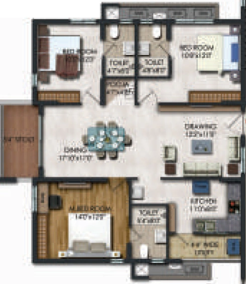 3 BHK Flat in Rajapushpa Regalia in Kokapet, Hyderabad - Image 752837