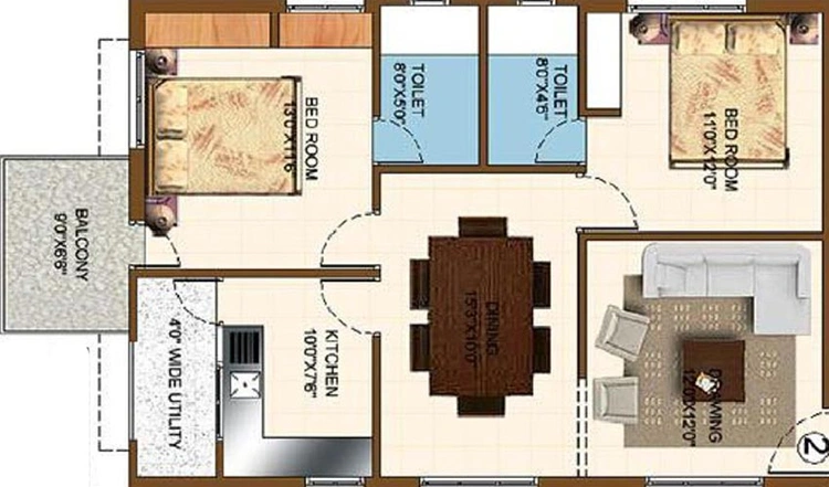 2 BHK Flat in Sri Sreenivasa Fortune Heights in Miyapur, Hyderabad - Image 822007